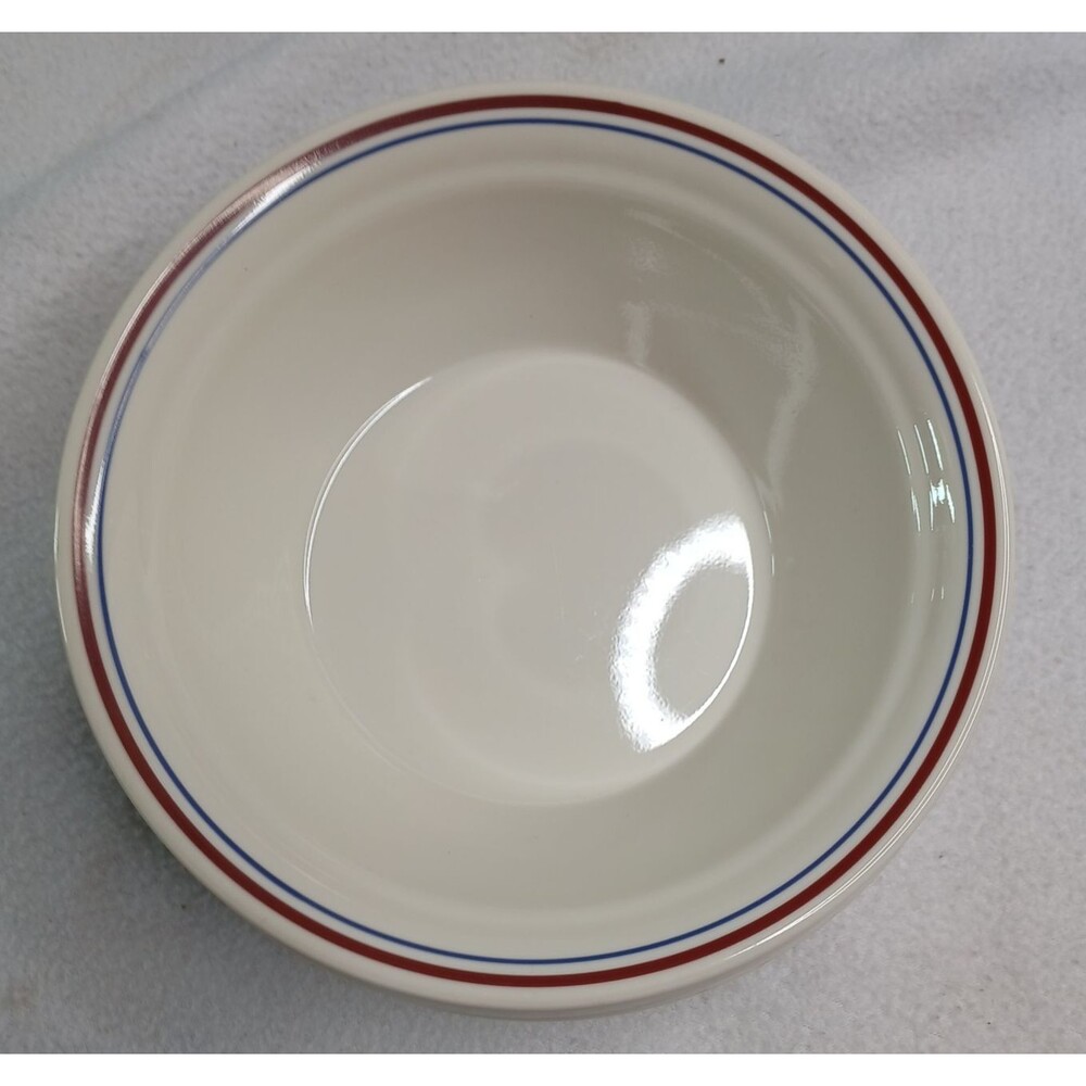 4 Corelle Corning Abundance Soup Cereal Bowls Vintage Burgandy Navy Rim Beige #2